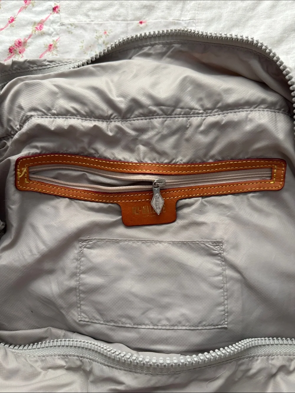 MZ Wallace Quilted Nylon Tote Bag — Light Gray/Dark Gray
